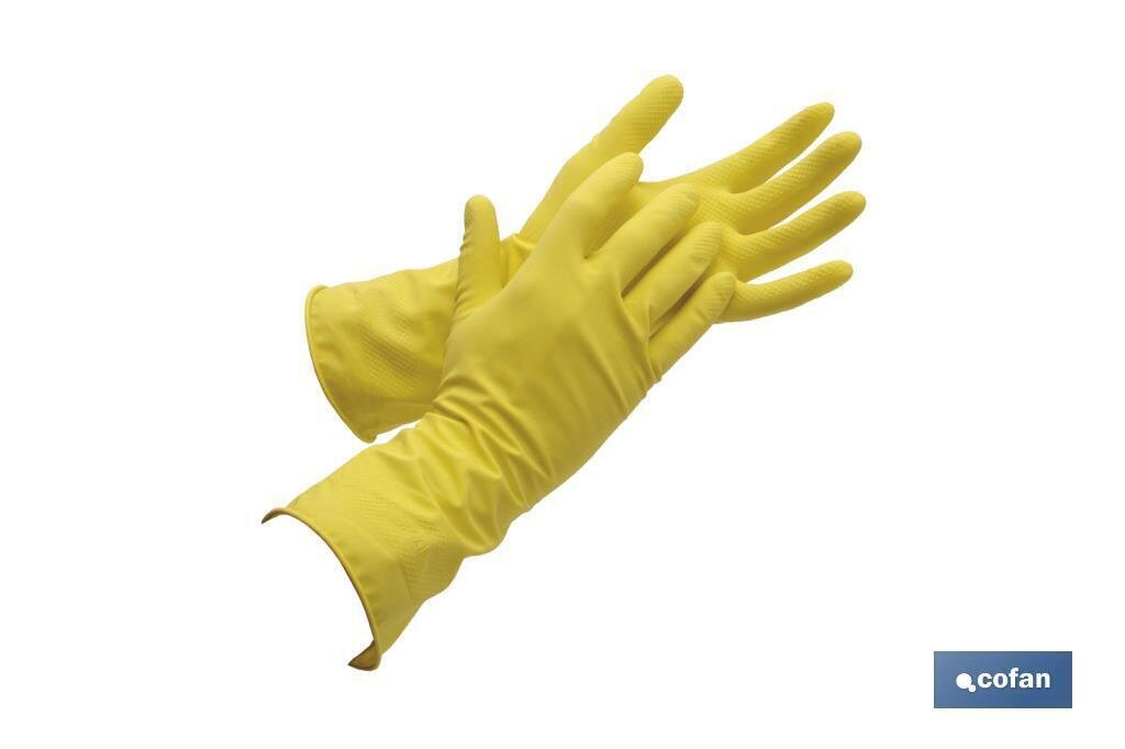 GUANTE DE L�TEX AMARILLO FLOCADO TALLA 8 VENTA UNITARIA