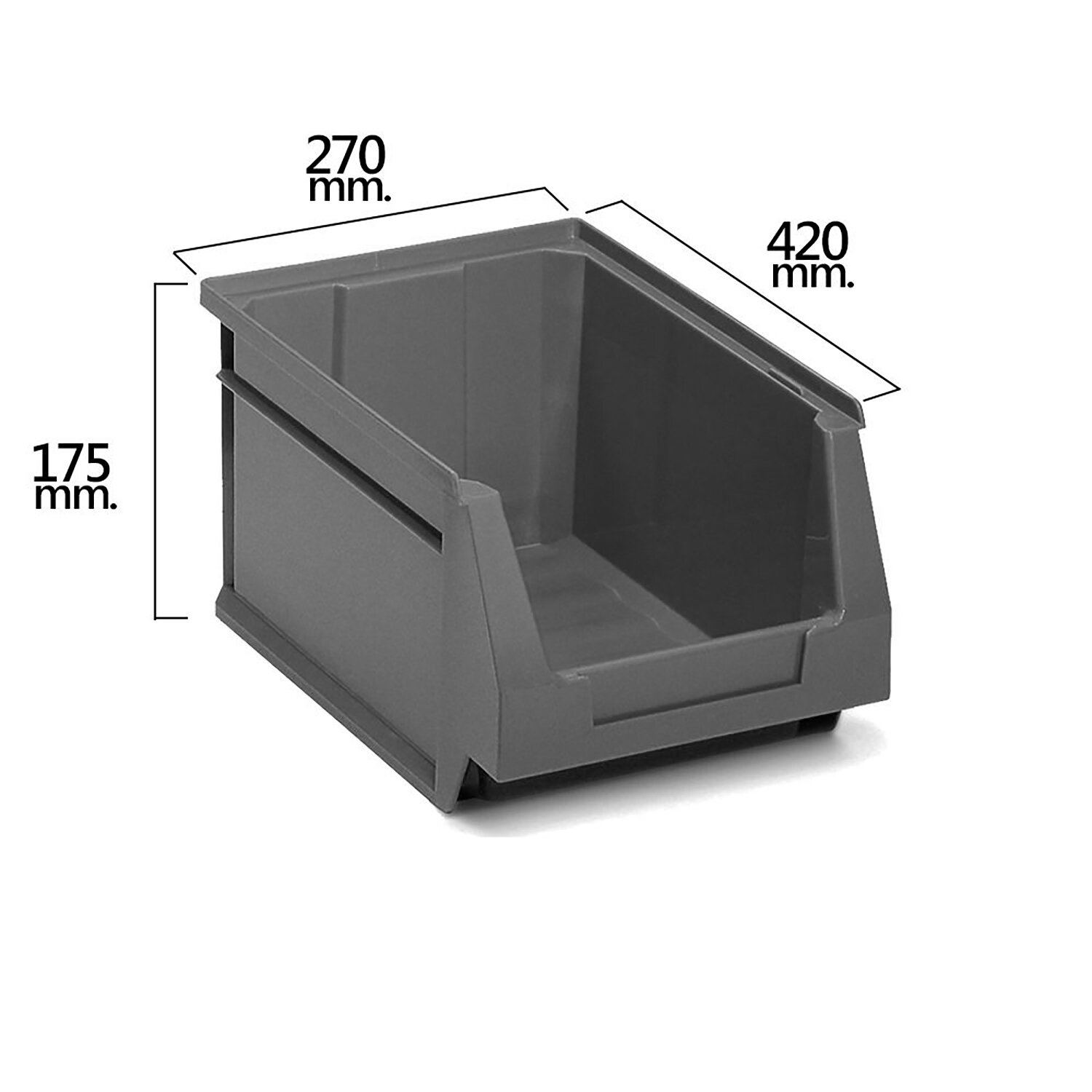 Gaveta Apilable Almacenamiento Gris N�56 420x270x175 mm.        (4/6)