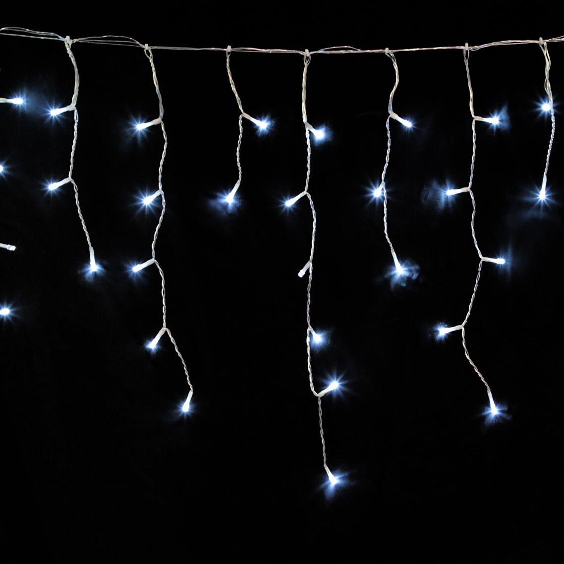 Guirnalda Luces Navidad Cortina 10x1 Metros 345 Leds Blanco Frio. Luz Navidad Interiores y Exteriores Ip44. Cable Transparente