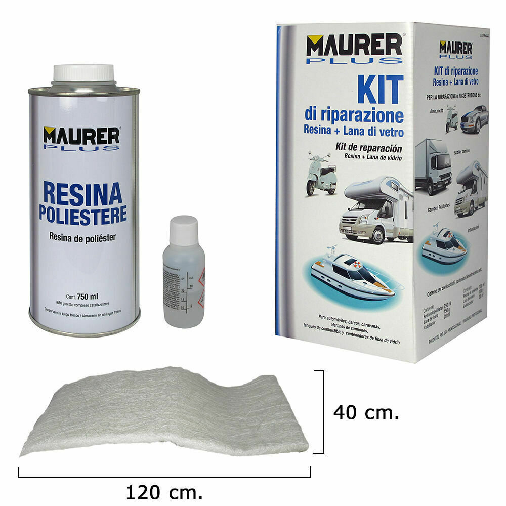 Kit Reparaci�n Resina Poliester 750 Ml Con Endurecedor y Fibra De Vidrio