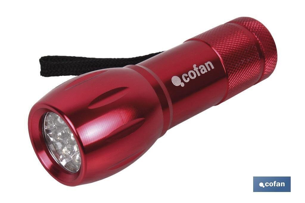 LINTERNA 9 LED ALUMINIO COLORES � 2,7 x10cm