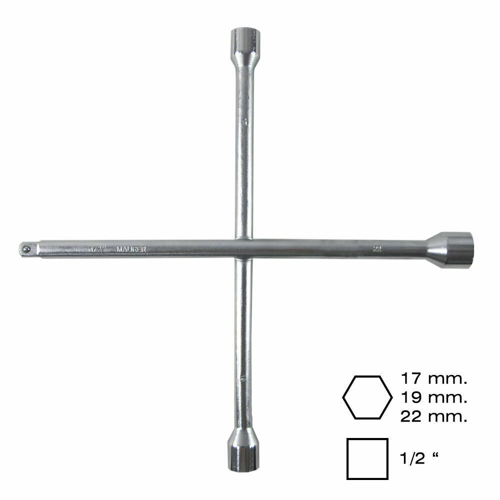 Llave Cruz Maurer 17x19x22x1/2" Coche