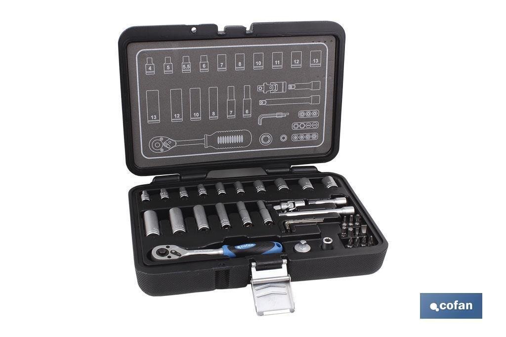 MALET�N 36 PCS PROFESIONAL VASOS 1/4"