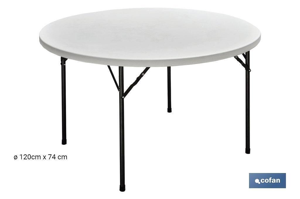 MESA REDONDA PLEGABLE BLANCA 180X74CM