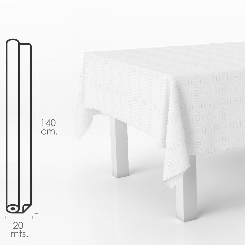 Mantel Hule Mulet�n Beige Rectangular. Impermeable Antimanchas PVC 140 cm. x 20 metros. Rollo Recortable. Interior y Exterior