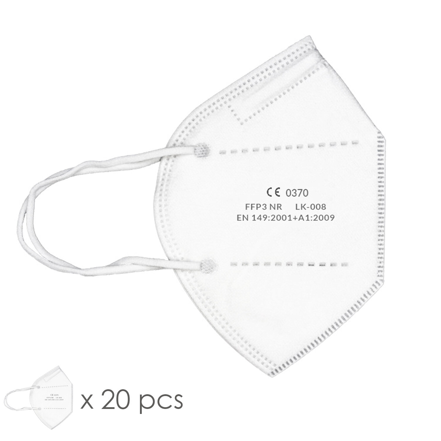 Mascarilla Plegable FFP3 Blanca. Caja 20 unidades (Envasadas Individualmente)