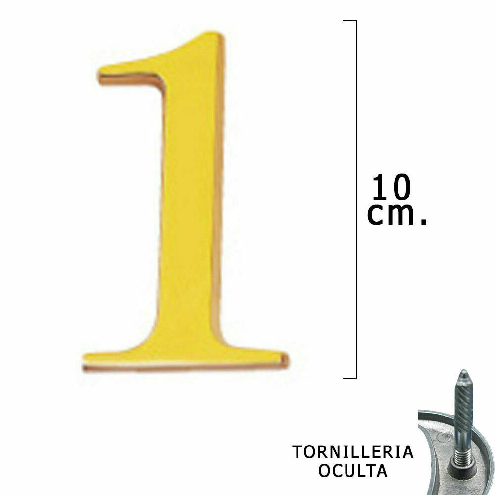 Numero Lat�n "1" 10 cm. con Tornilleria Oculta (Blister 1 Pieza)
