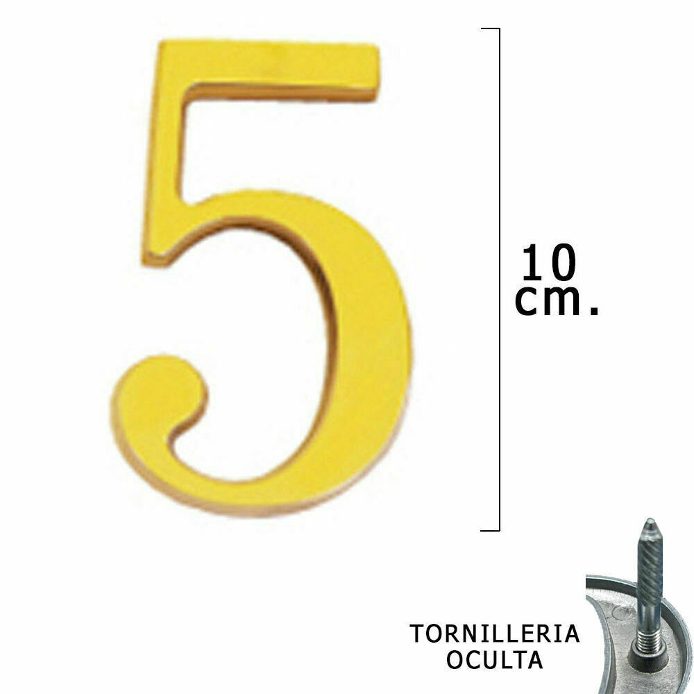 Numero Lat�n "5" 10 cm. con Tornilleria Oculta (Blister 1 Pieza)