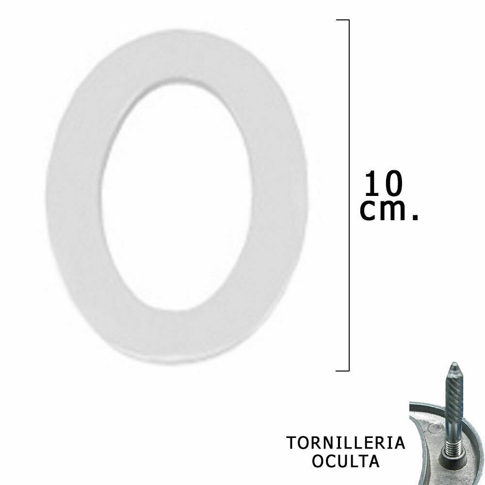 Numero Metal "0" Plateado Mate 10 cm. con Tornilleria Oculta (Blister 1 Pieza)