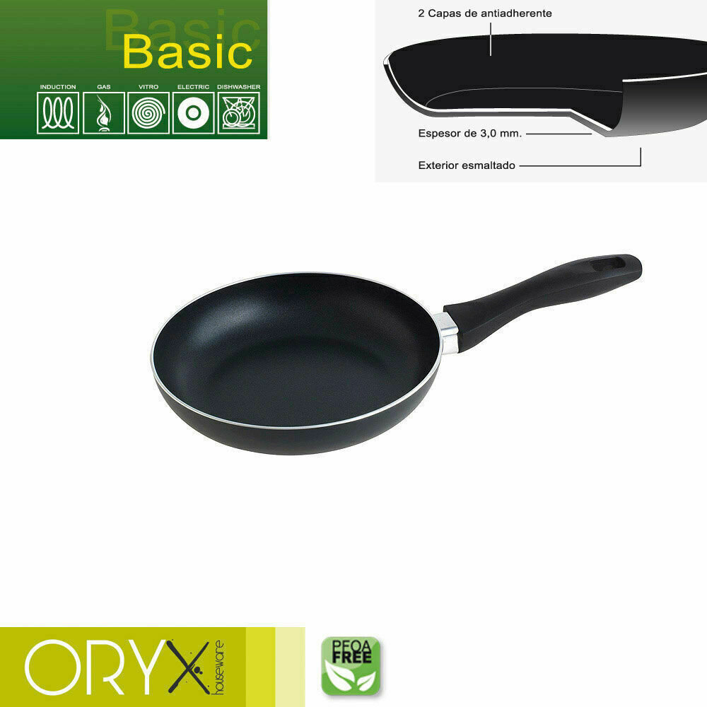 Oryx Sart�n Aluminio Antiadherente Basic, Alta Resistencia, Apta Inducci�n, Libre PFOA, Di�metro 20 cm, Espesor 3 mm.