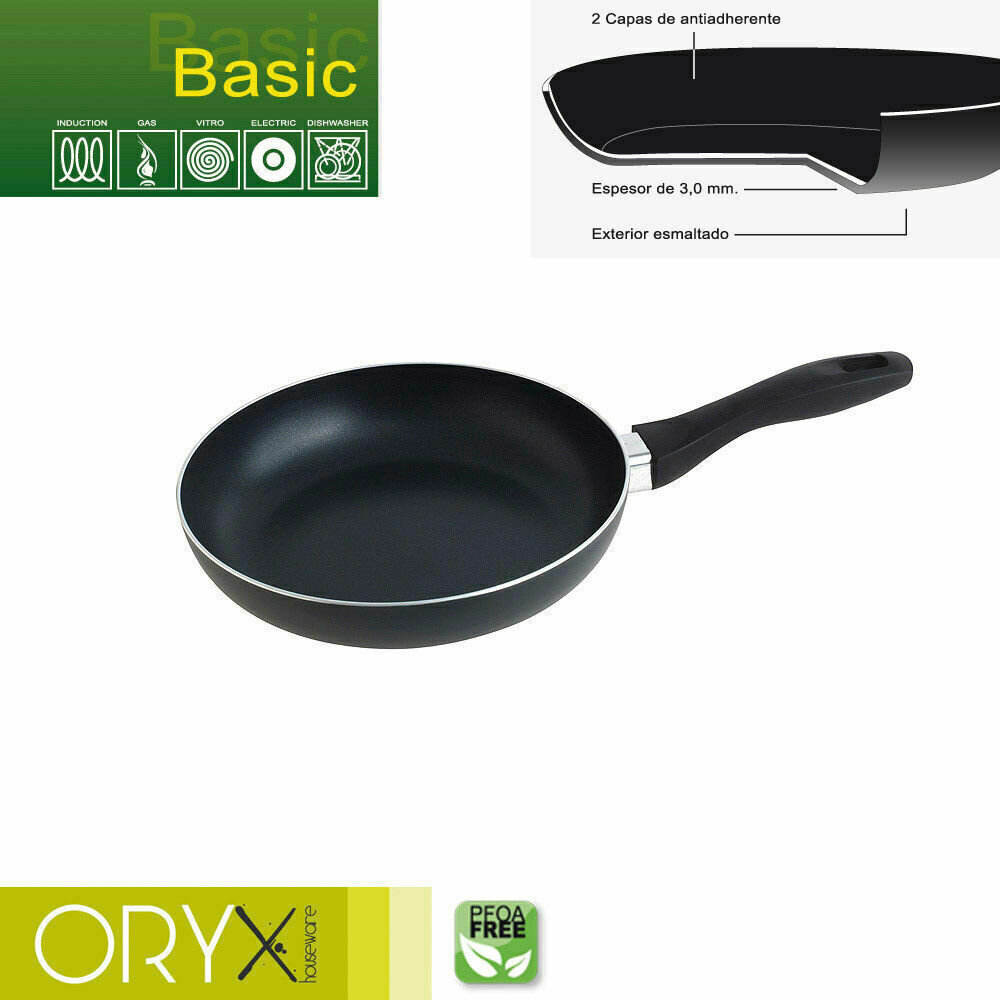 Oryx Sart�n Aluminio Antiadherente Basic, Alta Resistencia, Apta Inducci�n, Libre PFOA, Di�metro 22 cm, Espesor 3 mm.