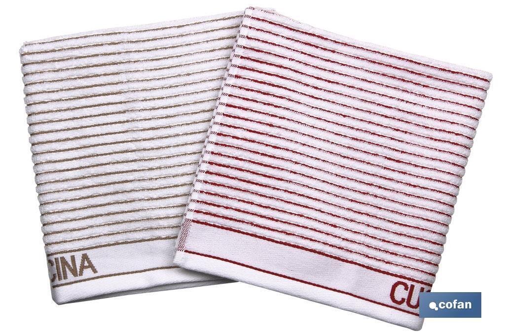 PACK 2 PA�OS COCINA 50X50 BEIGE/ROJO MODELO SYRAH