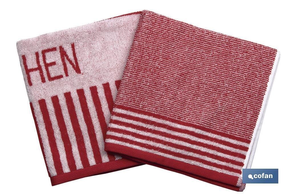 PACK 2 PA�OS COCINA 50X50 ROJO MODELO CABERNET