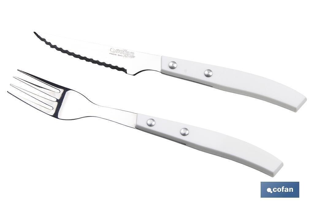 PACK 3 CUCHILLO+3 TENEDOR CHULETERO VITTORIO BLANCO