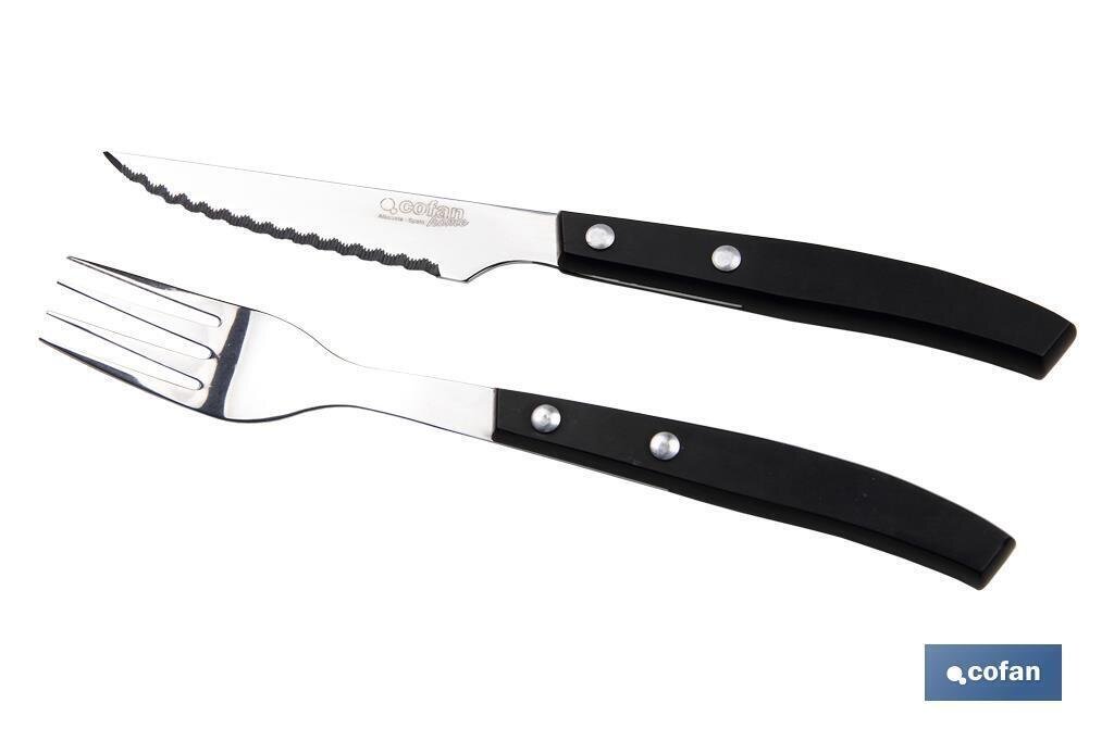 PACK 3 CUCHILLO+3 TENEDOR CHULETERO VITTORIO NEGRO