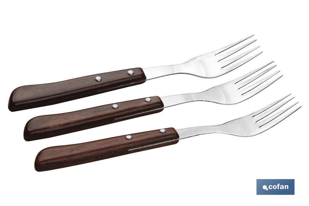 PACK 3 TENEDORES CHULETEROS MANGO MADERA