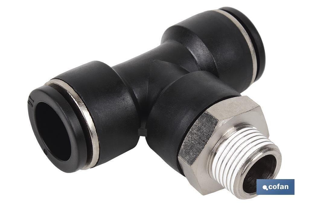 RACOR ROSCADO PLASTICO "T" , T-4, M-5