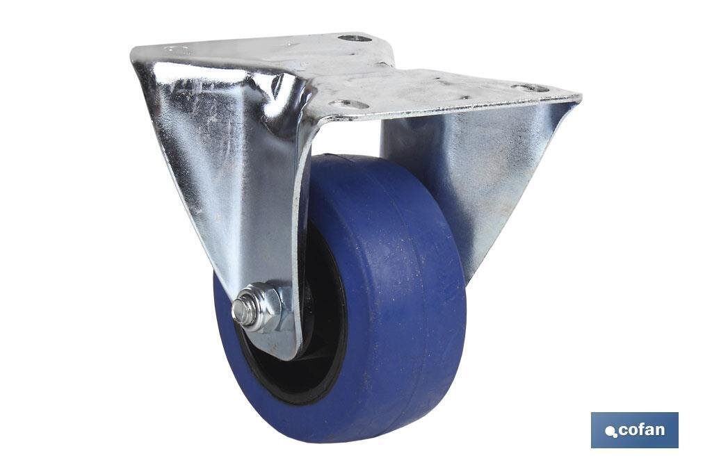 RUEDA GOMA AZUL FIJA �125X38MM