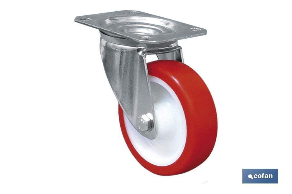 RUEDA POLIURETANO PLACA �125X35MM