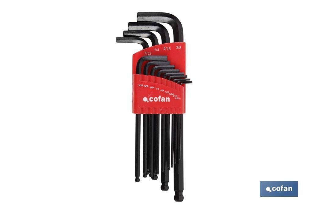 SET 13 LLAVES ALLEN DE BOLA (PULGADAS) 0.05-3/8"