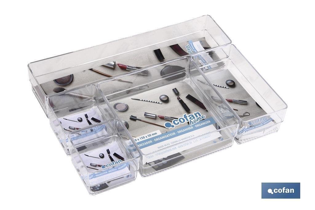SET ORGANIZADOR COSMETIC 30X23X8cm TRANSPARENTE