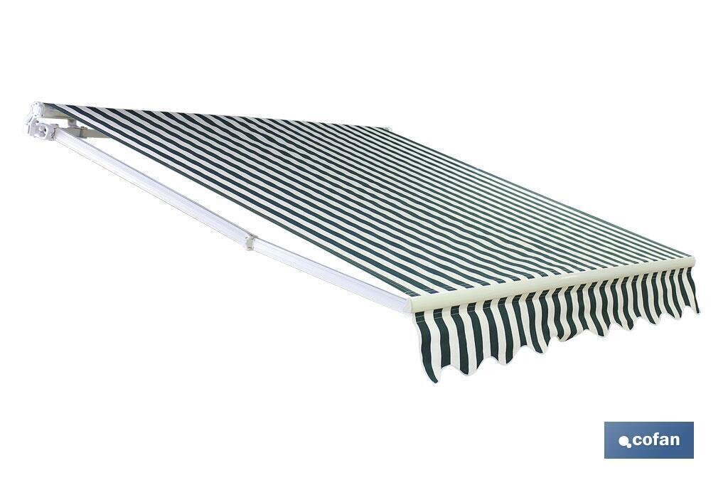 TOLDO MODELO NQ001 COLOR VERDE-BLANCO 4x3,0mts MOTOR