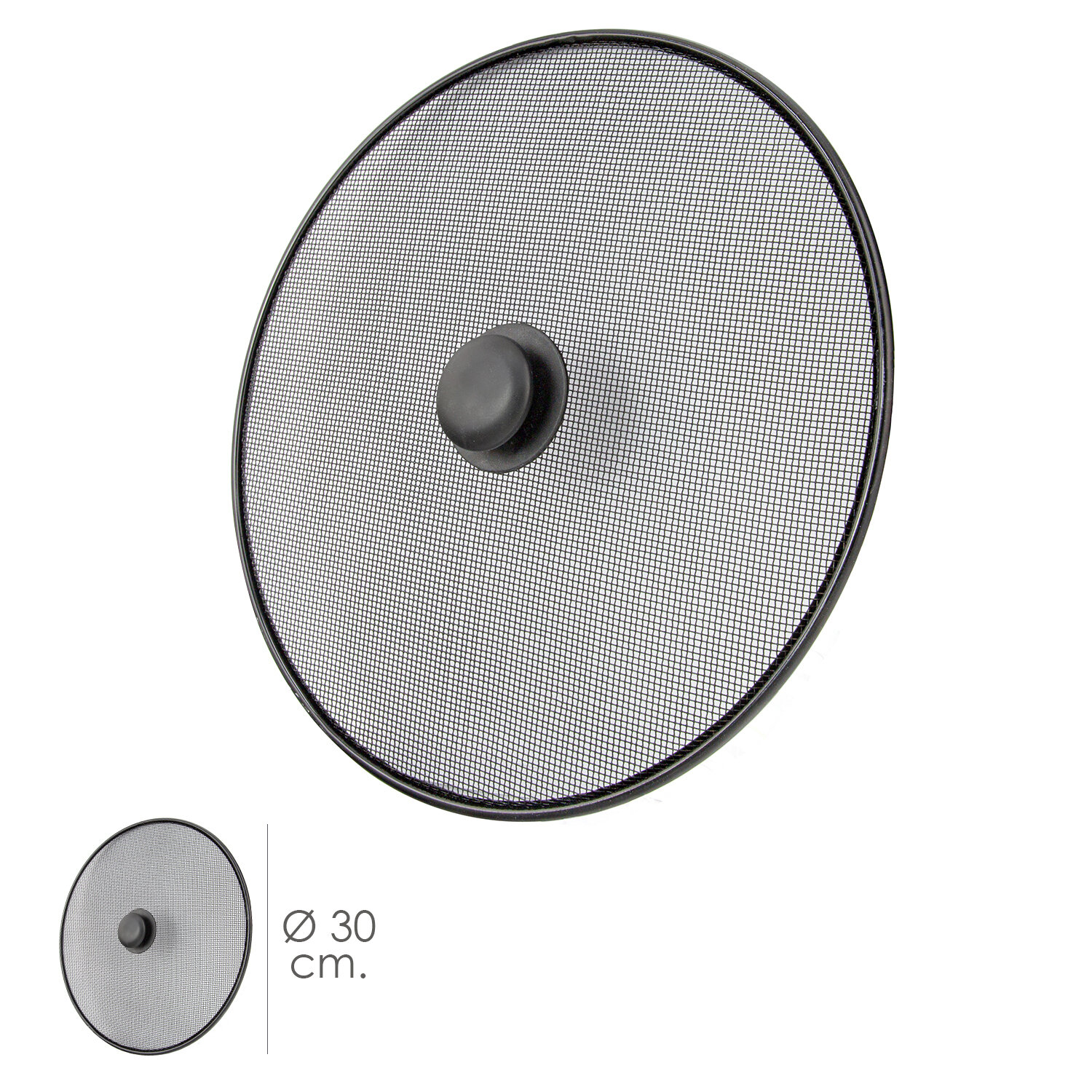 Tapa Anti Salpicaduras Sarten Acero � 30 cm. Negro.