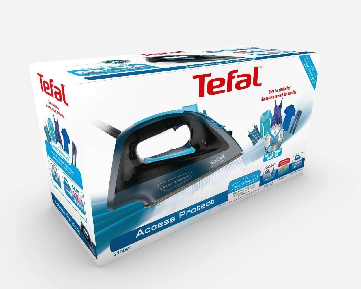 Tefal Access Protect FV1611E0 - Plancha de vapor 2100 W, no necesita configuración, golpe de vapor 100 gr/min