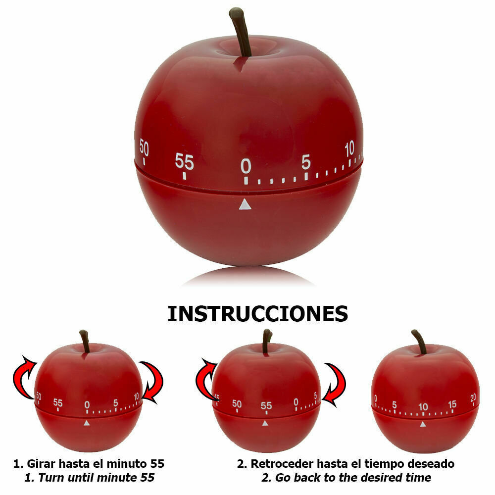 Temporizador Minutero Cocina Manzana Verde 60 Minutos
