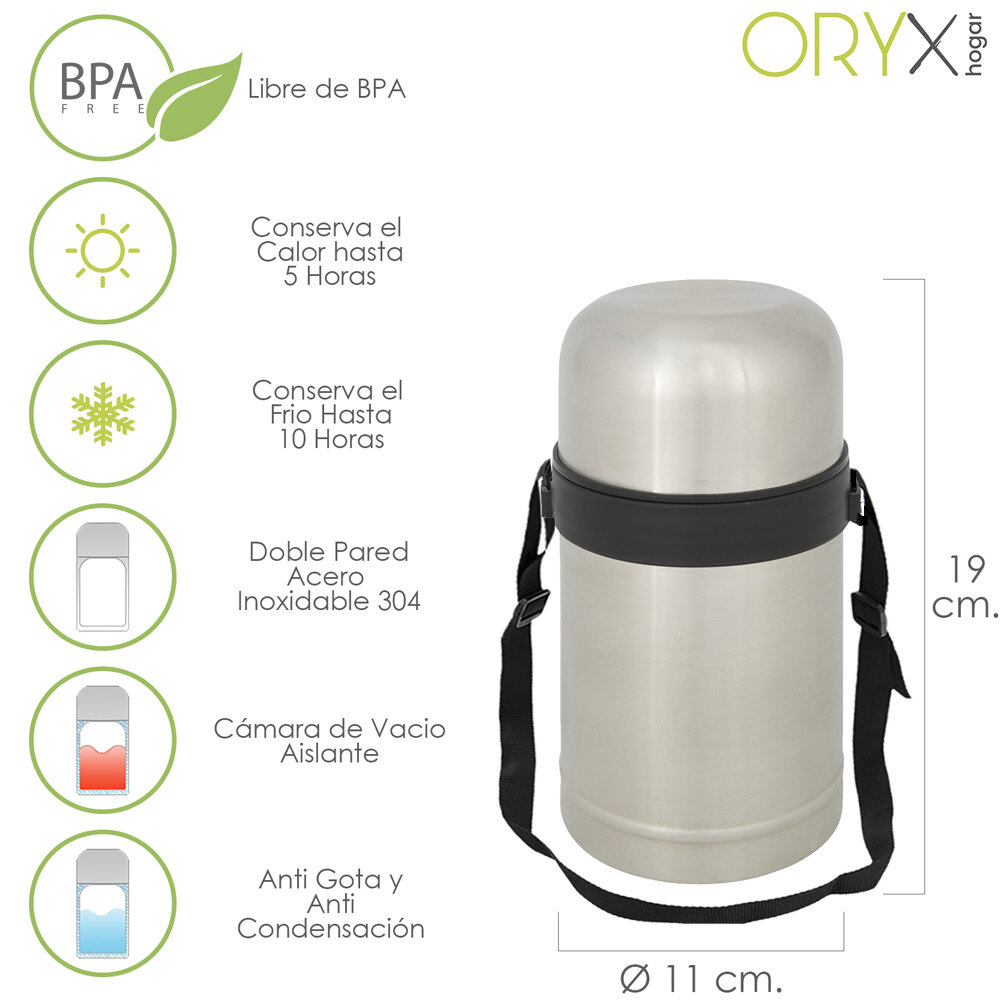 Termo Liquidos, Capacidad 1 Litro, Libre BPA, Acero Inoxidable, Antigoteo