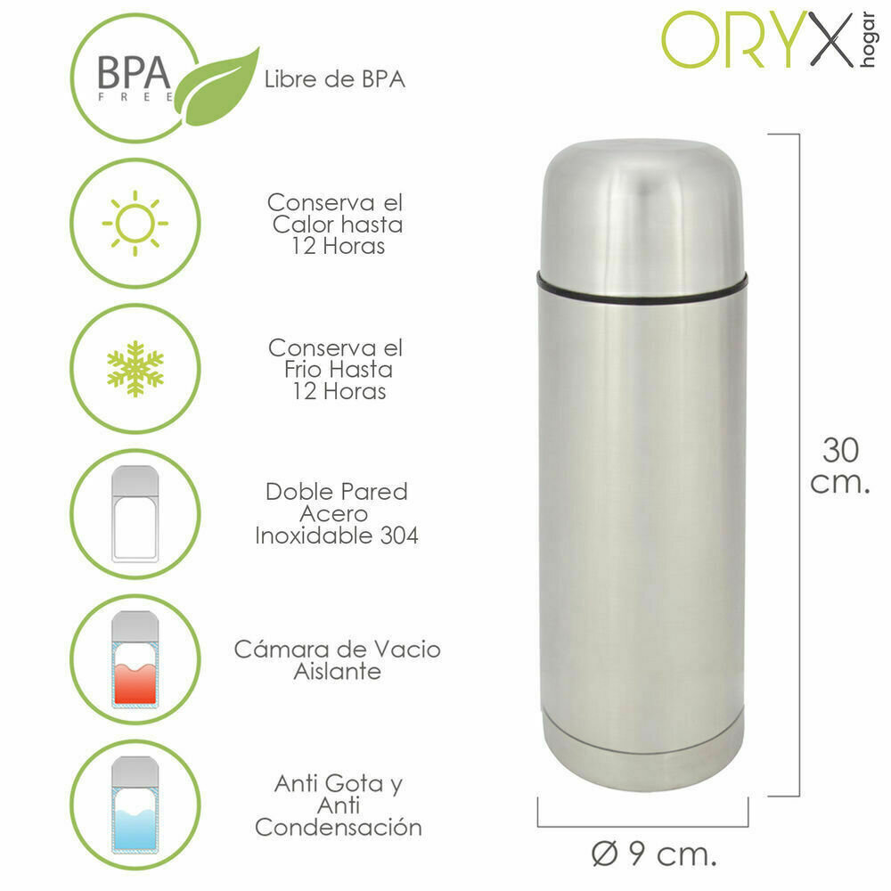 Termo Liquidos, Capacidad 500 ML. Libre BPA, Acero Inoxidable, Antigoteo