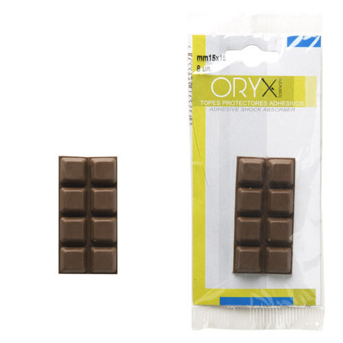Topes Protectores Goma 15x15 mm. (Blister 8 piezas) Marron