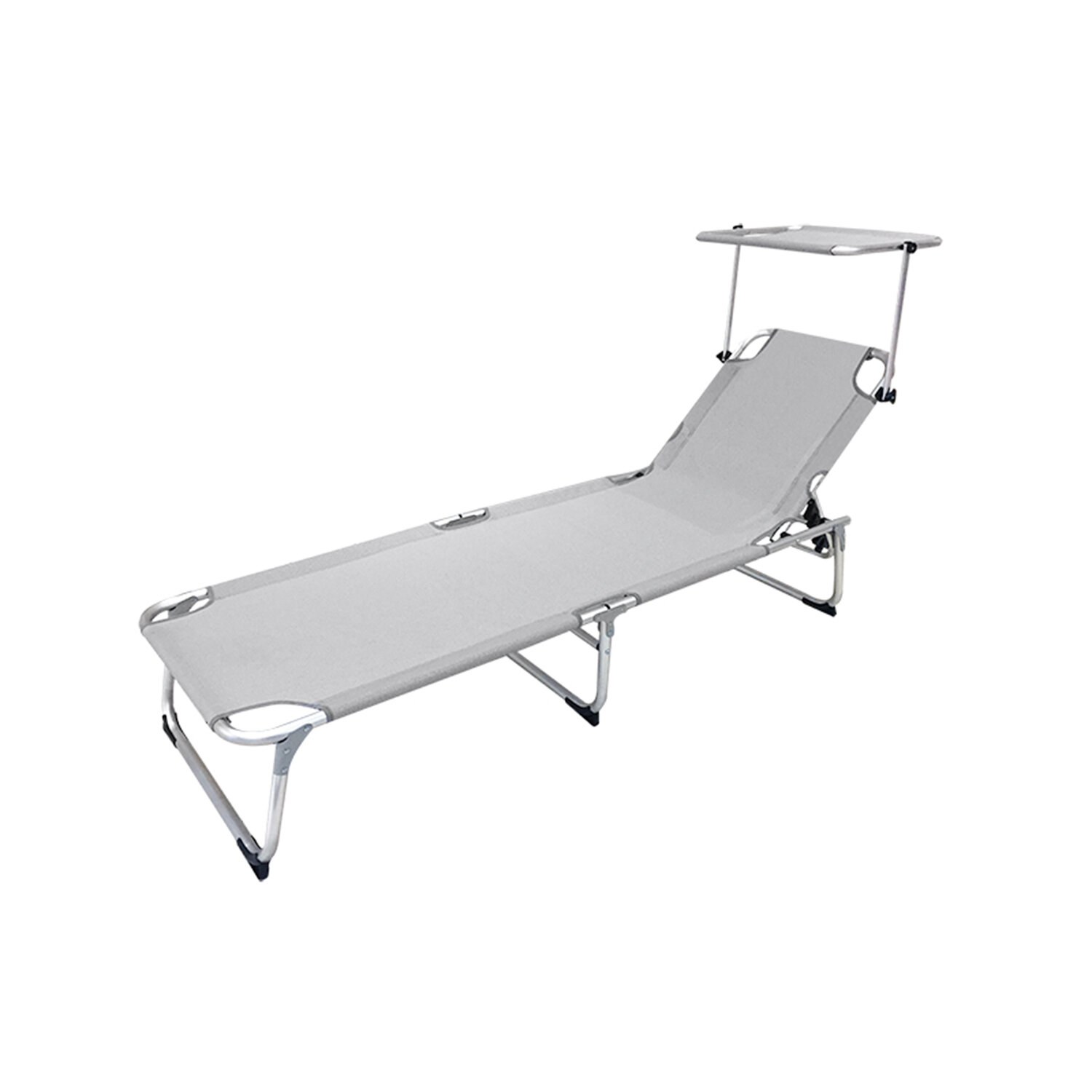 Tumbona Playa Aluminio Cama Con Parasol Color Gris 191x59x30 (alt) cm.