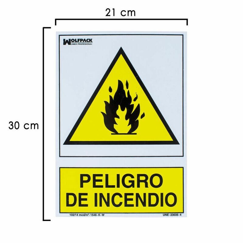 Cartel Peligro De Incendio 30x21 cm.