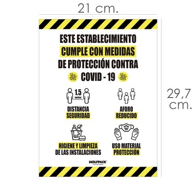 Rotulacion Cartel Cumple Normas Covid19 Adhesivo Tama�o Folio (A4 )
