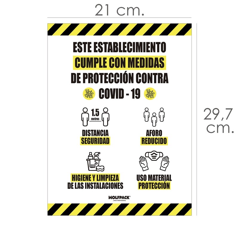 Rotulacion Cartel Cumple Normas Covid19 Adhesivo Tama�o Folio (A4 )