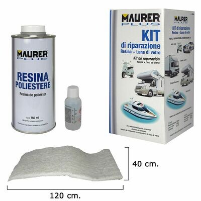 Kit Reparaci�n Resina Poliester 750 Ml Con Endurecedor y Fibra De Vidrio