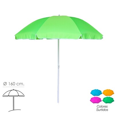 Sombrilla Playa Poliester � 160 cm. Inclinable Colores Surtidos