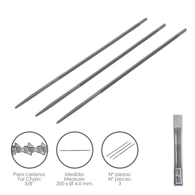 Limas Cadena Motosierra 200 x � 4.0 mm. 3/8" LP (Pack 3 Piezas)