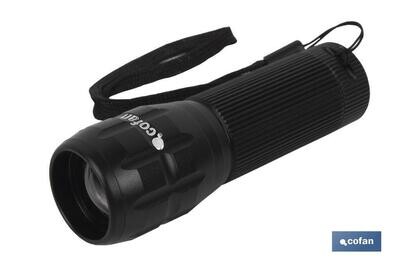 LINTERNA LED ALUM. "ZOOM" LED 120LM �3 X12 CM