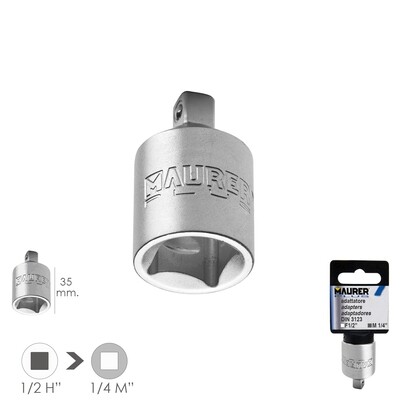Adaptador, Reductor LLave,  Acero Cromo Vanadio Reductor 1/2" a 1/4"