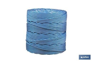 BOBINA CORDON TRENZADO POLI 5 MM 200 MTS BCO/AZUL