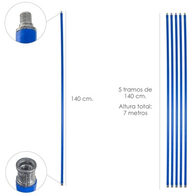 Mastil Deshollinador 5 tramos de 140 cm. (7 metros  x � 20 mm.)