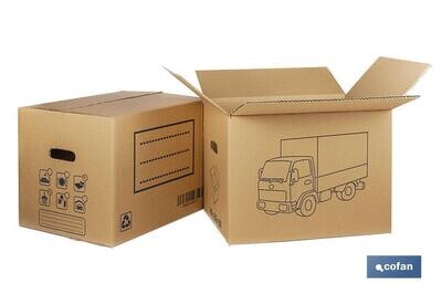 CAJA DE CART�N PARA MUDANZA CON ASA TROQUEL 50X35X35 CM