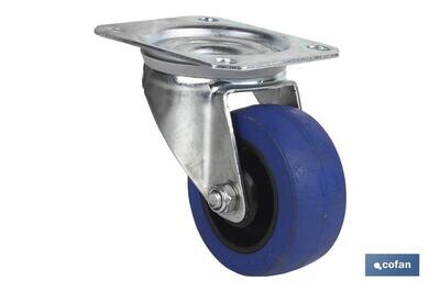 RUEDA GOMA AZUL PLACA �100X35MM