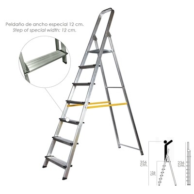 Escalera Aluminio Dom�stica Profesional  7 Pelda�os (Pelda�o de 12 cm.)