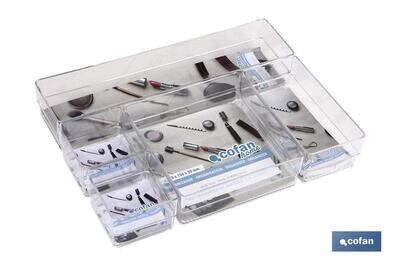 SET ORGANIZADOR COSMETIC 30X23X8cm TRANSPARENTE "venta unitaria"