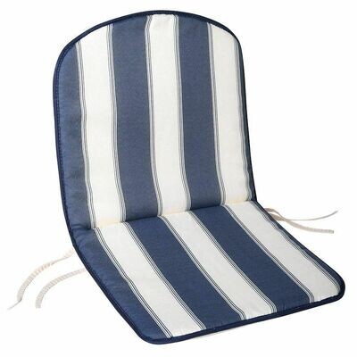 Cojin Azul / Blanco Silla Para Silla Monoblock Respaldo Bajo 80x42x2 cm.