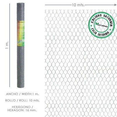 Enrejado Triple Torsion 16/ 100 cm. Rollo 10 Metros Uso Domestico