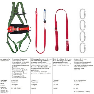 Arnes Anticaidas Kit Seguridad N� 2 (7 piezas) EN361